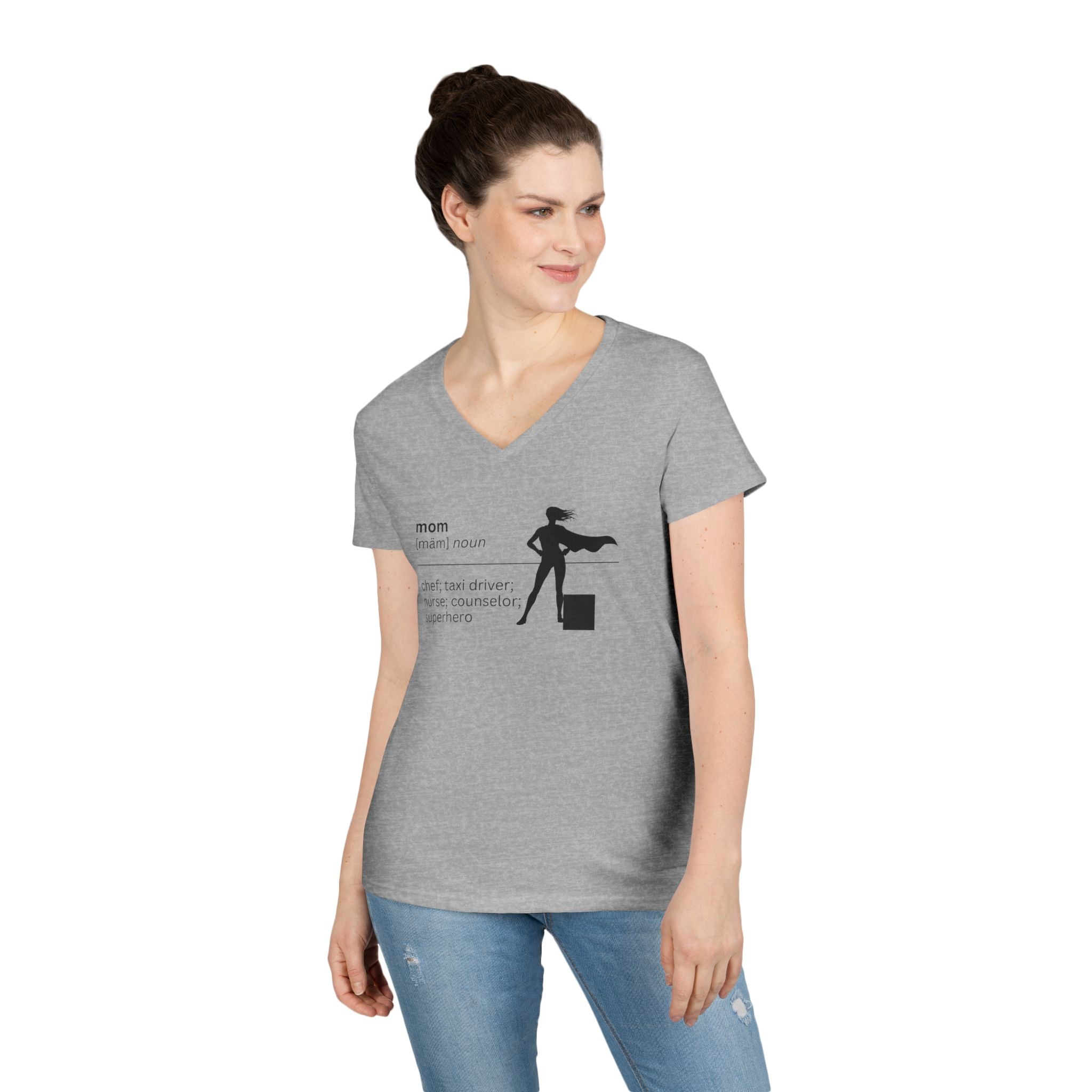 Mom Definition V-Neck T-Shirt - Superhero
